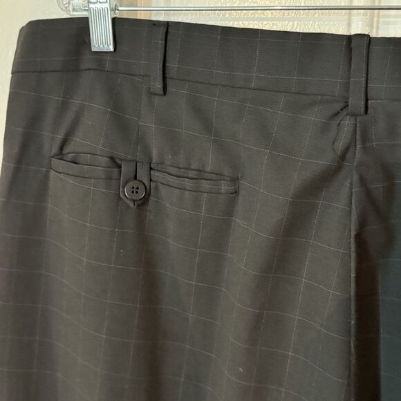 Andrew Fezza Men's 40x32 Plaid Black Straight Leg Slacks Dress Pants - Picture 13 of 16